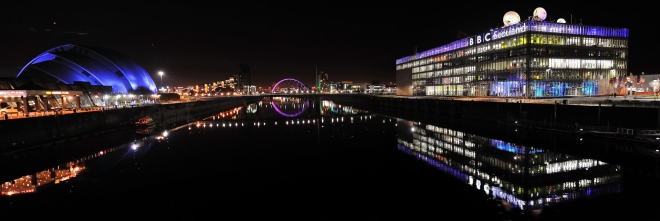 Glasgow City Centre on the Clyde at night